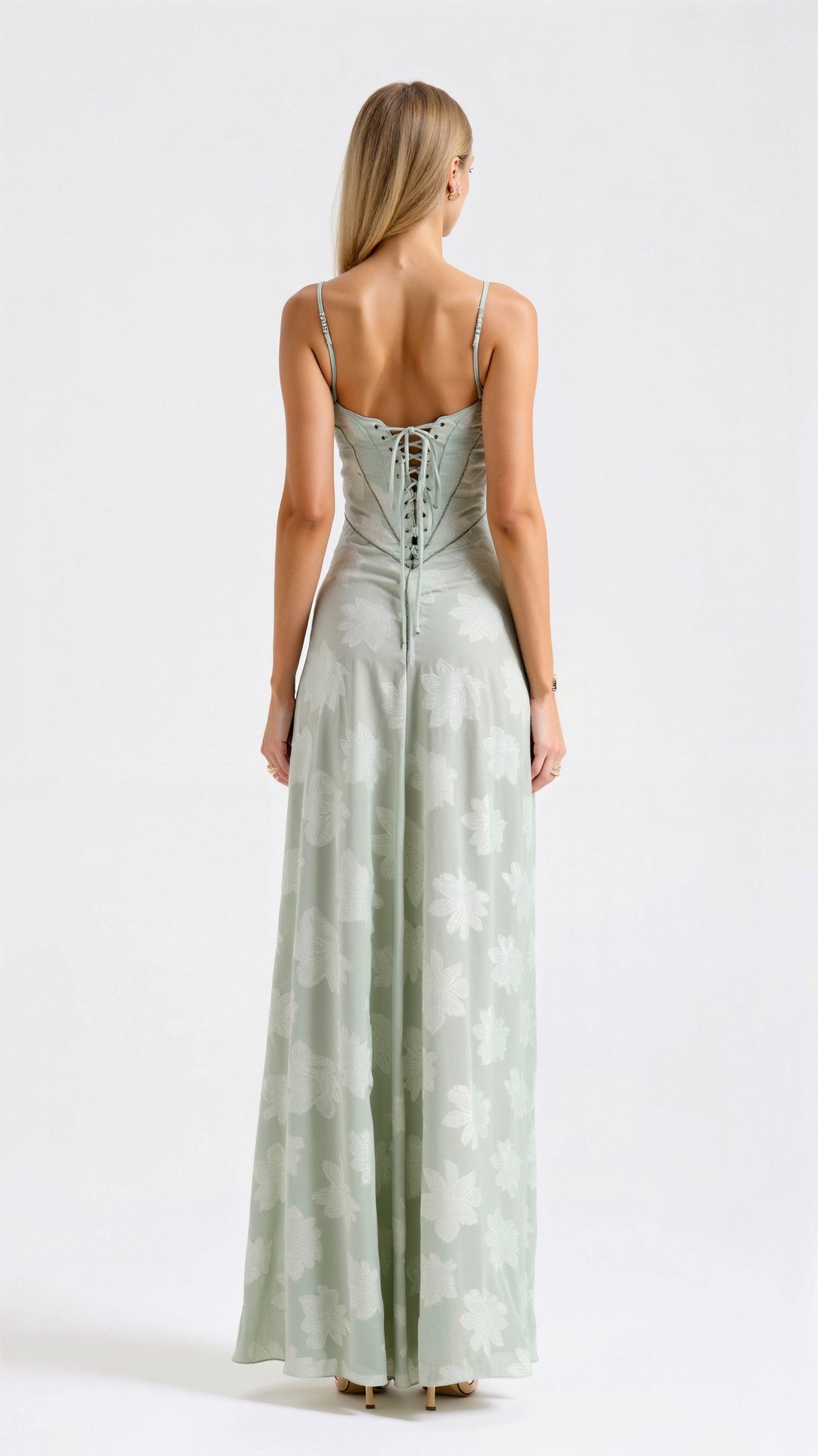 Elegant Maxi Dress for Women Bustier Lace Spaghetti-Strap