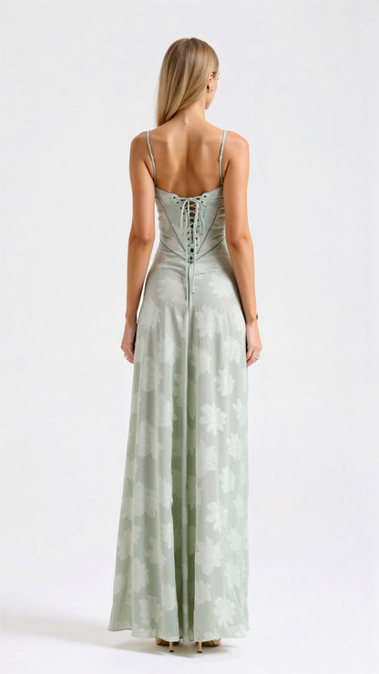 Elegant Maxi Dress for Women Bustier Lace Spaghetti-Strap