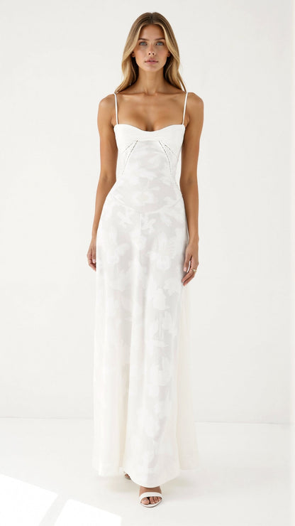 Elegant Maxi Dress for Women Bustier Lace Spaghetti-Strap