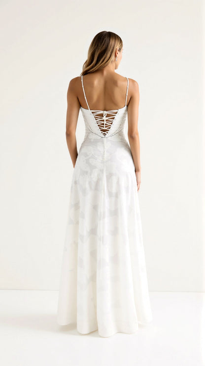 Elegant Maxi Dress for Women Bustier Lace Spaghetti-Strap