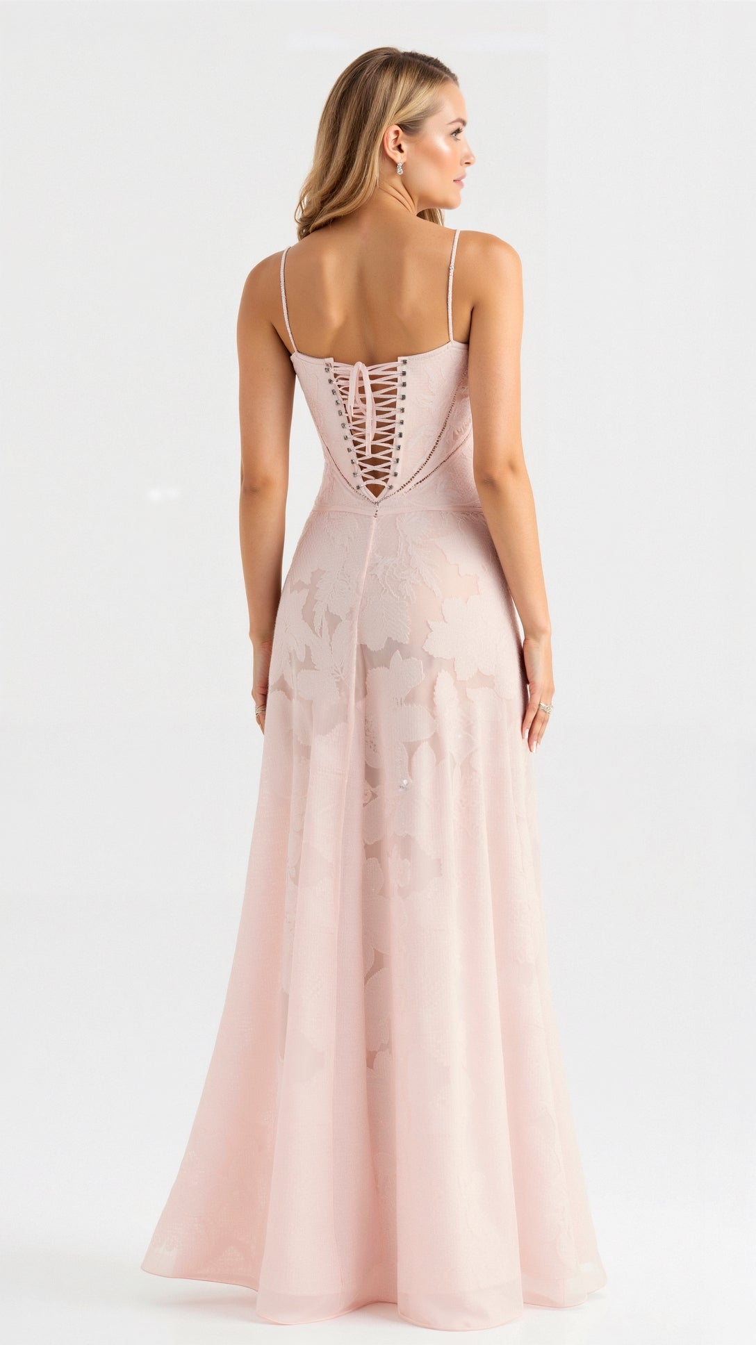 Elegant Maxi Dress for Women Bustier Lace Spaghetti-Strap