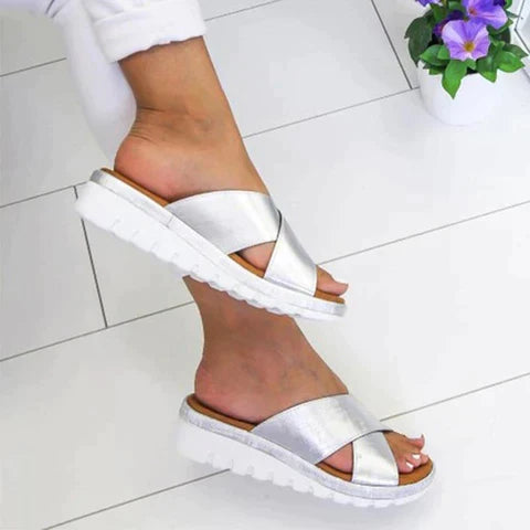 Comfortable Flat Sandals for Women Crisscross-Strap Platform