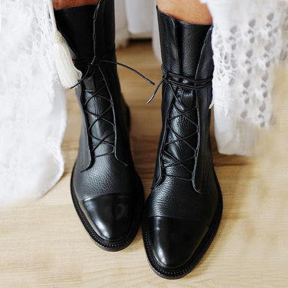 Effortless Ankle Boots for Women Lace-Up Leather