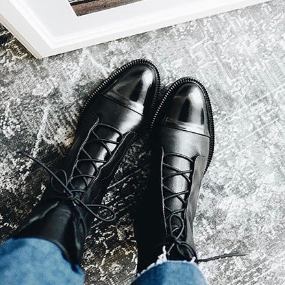 Effortless Ankle Boots for Women Lace-Up Leather