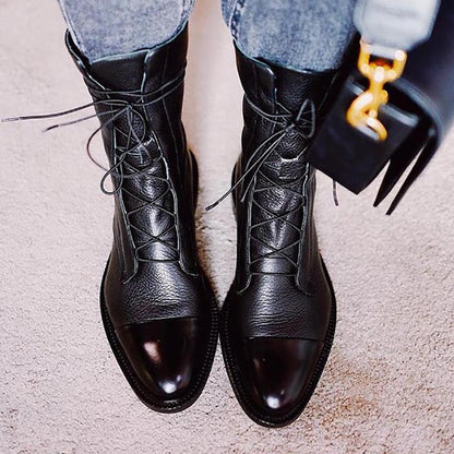 Effortless Ankle Boots for Women Lace-Up Leather