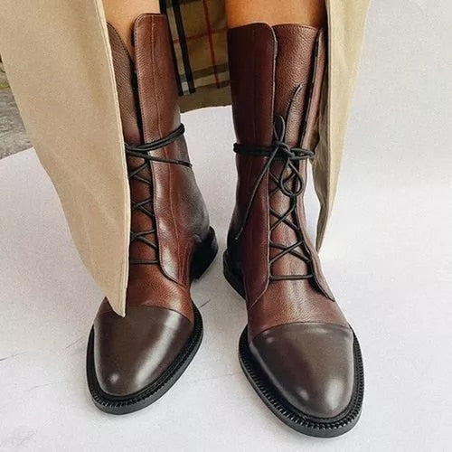Effortless Ankle Boots for Women Lace-Up Leather
