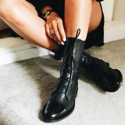 Effortless Ankle Boots for Women Lace-Up Leather