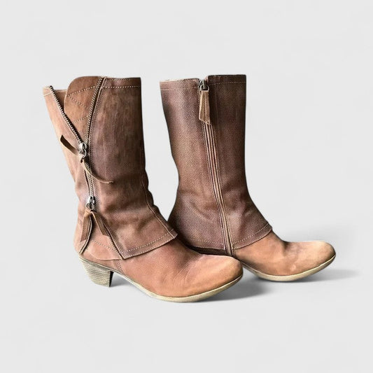 Stylish Mid-Calf Boots for Women Zip-Up Slouchy