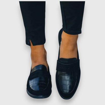 Stylish Loafers for Women Croc-Embossed Penny Slip-On