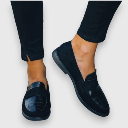 Stylish Loafers for Women Croc-Embossed Penny Slip-On