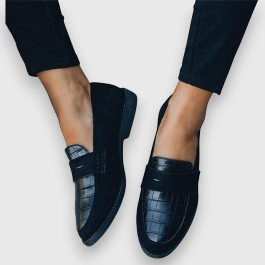 Stylish Loafers for Women Croc-Embossed Penny Slip-On