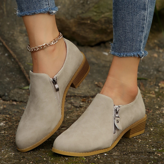 Comfortable Ankle Boots for Women Side-Zip Suede