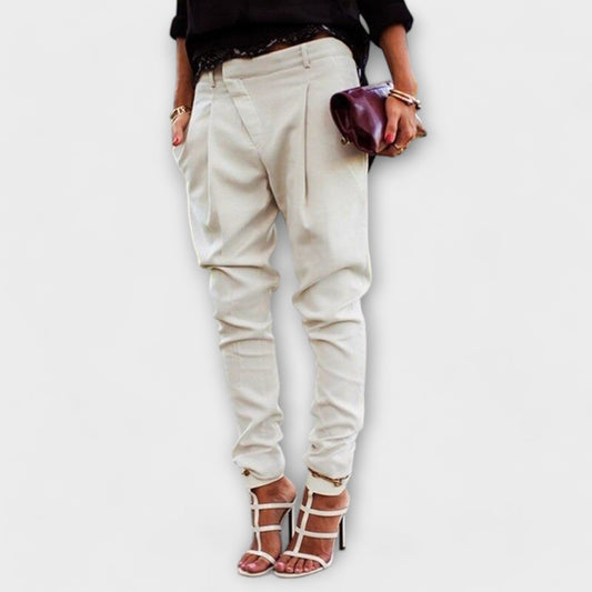Elegant Trousers for Women Pleated Tapered High-Waist