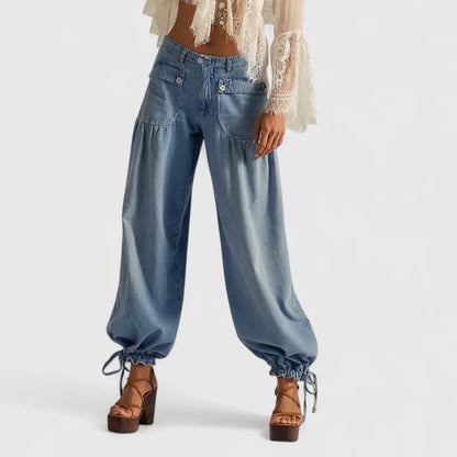 Elegant Harem Pants for Women Cargo-Pocket Cinched-Ankle