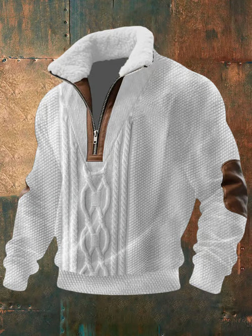 Comfortable Quarter-Zip Sweater for Women Cable-Knit Sherpa-Collar
