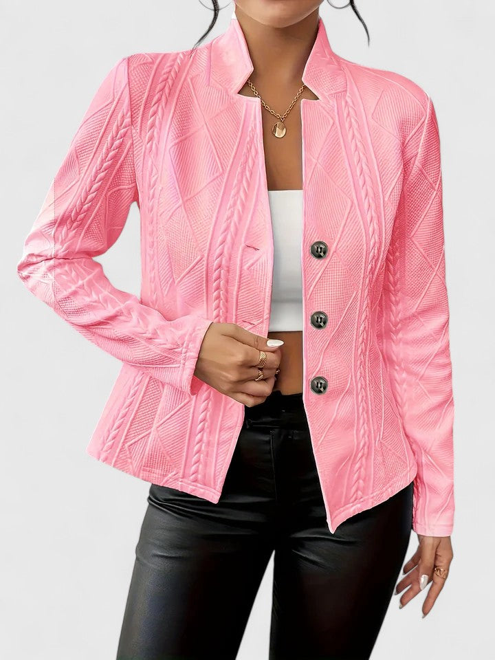 Elegant Cardigan for Women Cable-Knit Button-Front Notch-Collar