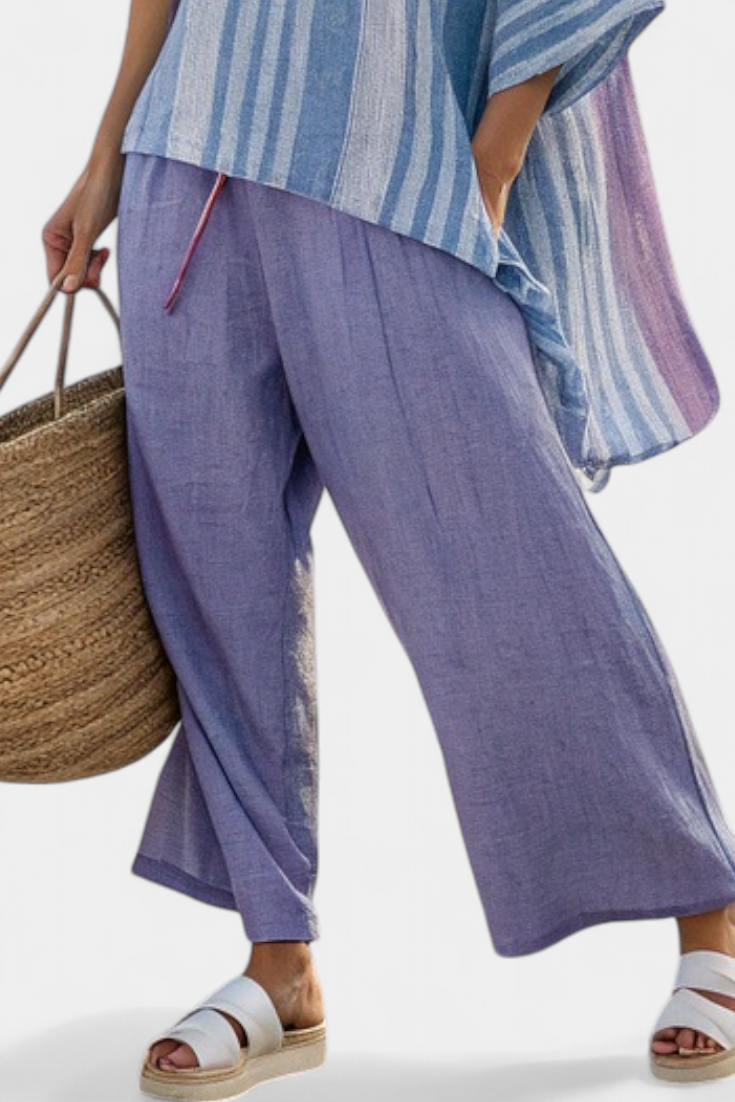 Elegant Two-Piece Set for Women Striped Oversized Wide-Leg