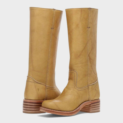 Elegant Knee-High Boots for Women Leather Block-Heel