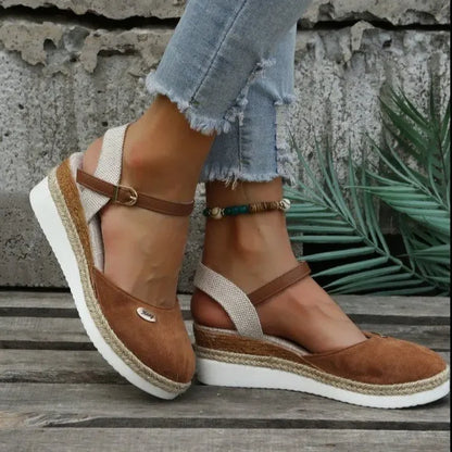 Comfortable Wedge Sandals for Women Woven Ankle-Strap