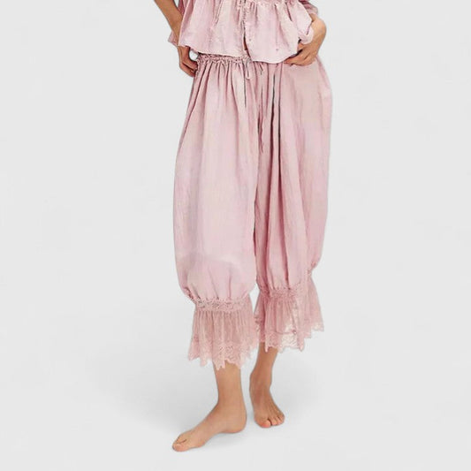 Comfortable Harem Pants for Women Ruffle Lace-Hem
