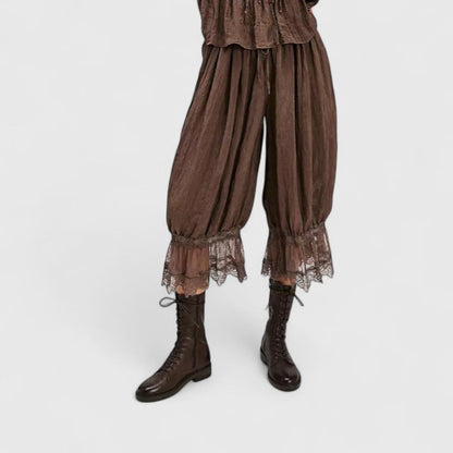 Comfortable Harem Pants for Women Ruffle Lace-Hem