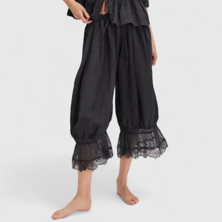 Comfortable Harem Pants for Women Ruffle Lace-Hem