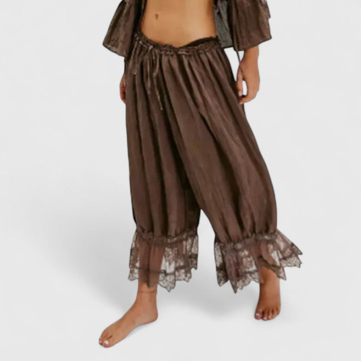 Comfortable Harem Pants for Women Ruffle Lace-Hem