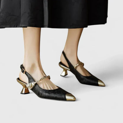 Elegant Kitten Heels for Women Slingback Pointed-Toe Embellished