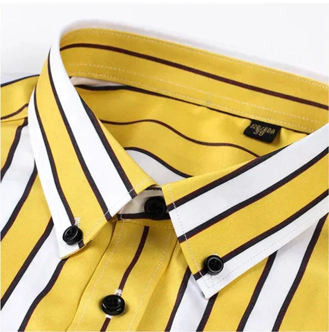 Classic Striped Shirt for Men Button-Down Long-Sleeve