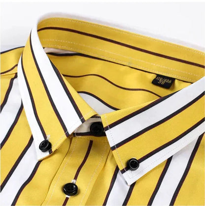 Classic Striped Shirt for Men Button-Down Long-Sleeve