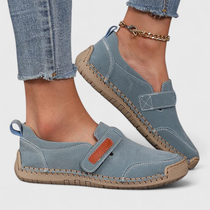 Comfortable Loafers for Women Suede Slip-On Stitched-Trim