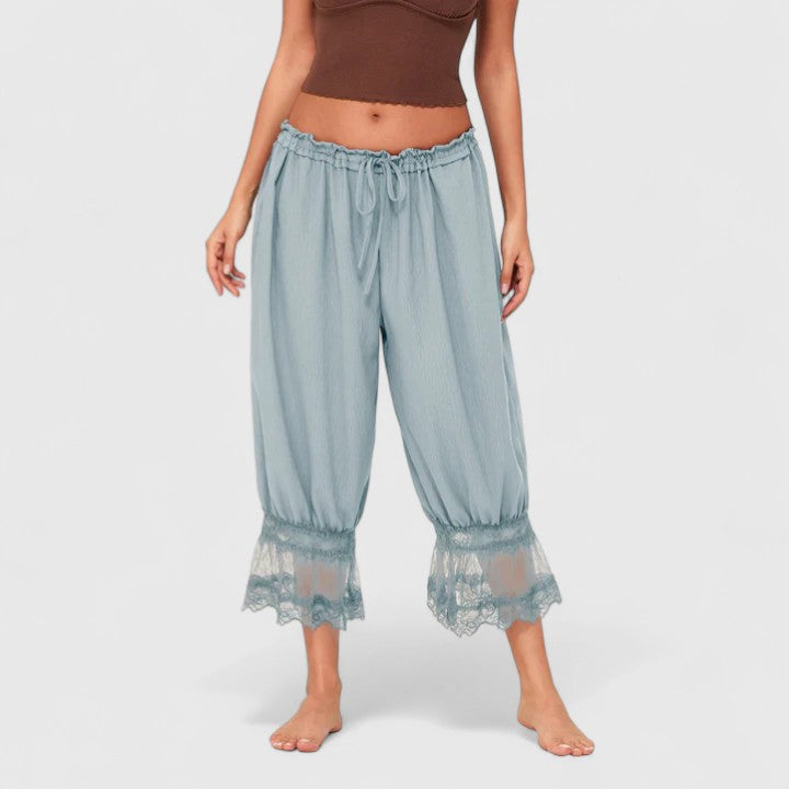 Comfortable Harem Pants for Women Ruffle Lace-Hem