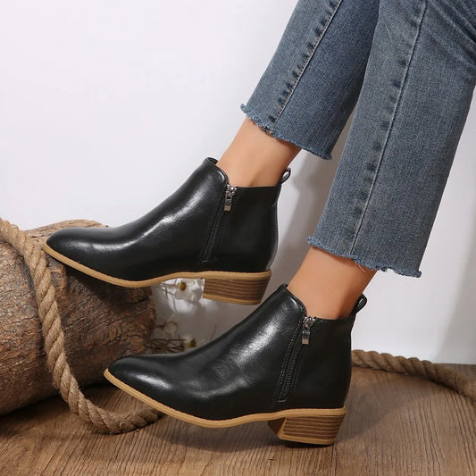 Comfortable Ankle Boots for Women Side-Zip