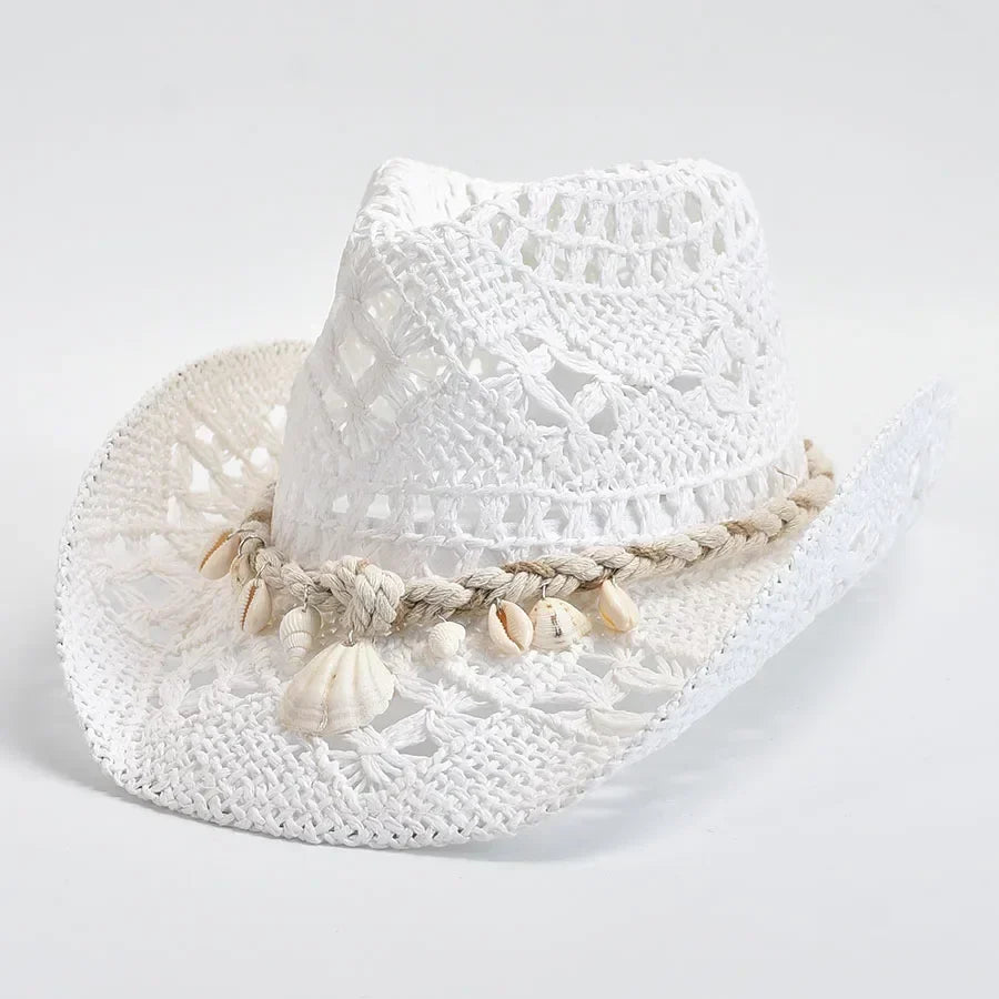 Elegant Hat for Women Woven Shell-Trim