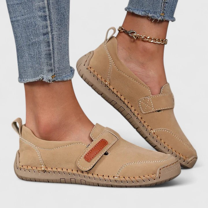 Comfortable Loafers for Women Suede Slip-On Stitched-Trim