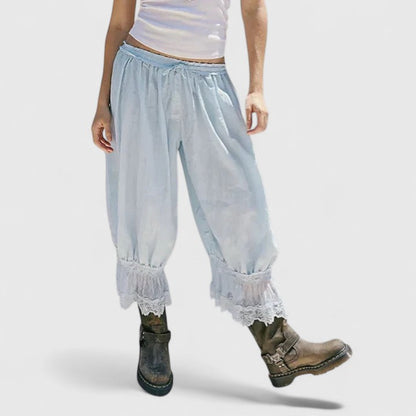 Comfortable Harem Pants for Women Ruffle Lace-Hem