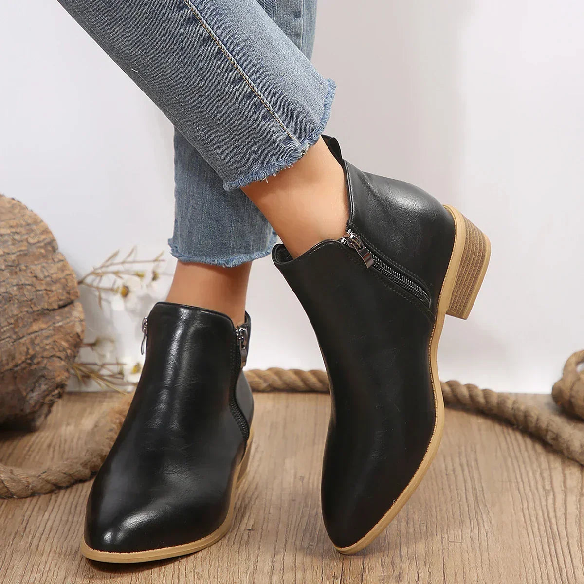 Comfortable Ankle Boots for Women Side-Zip