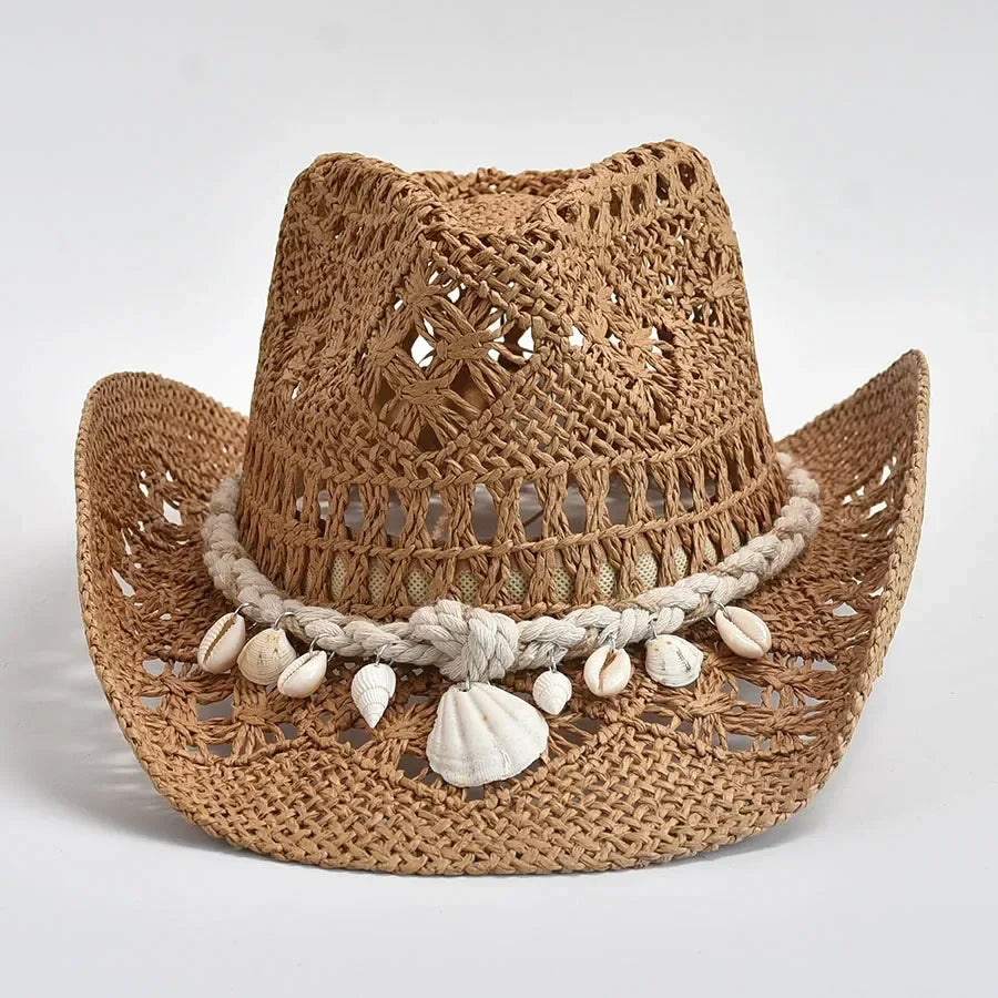Elegant Hat for Women Woven Shell-Trim