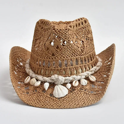 Elegant Hat for Women Woven Shell-Trim