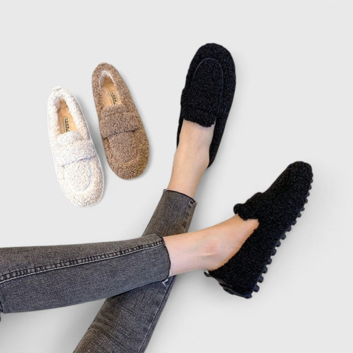 Comfortable Slippers for Women Fleece Slip-On Round-Toe