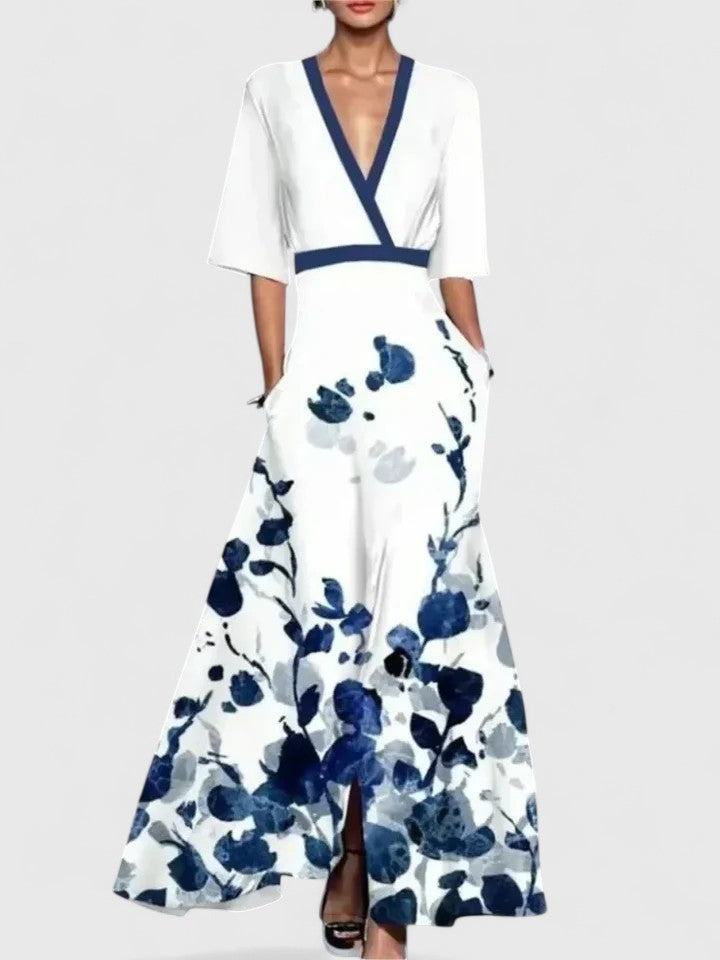 Elegant Wide-Leg Jumpsuit for Women V-Neck Floral-Print