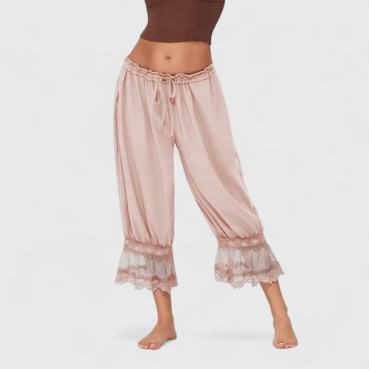 Comfortable Harem Pants for Women Ruffle Lace-Hem