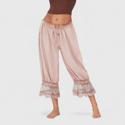 Comfortable Harem Pants for Women Ruffle Lace-Hem