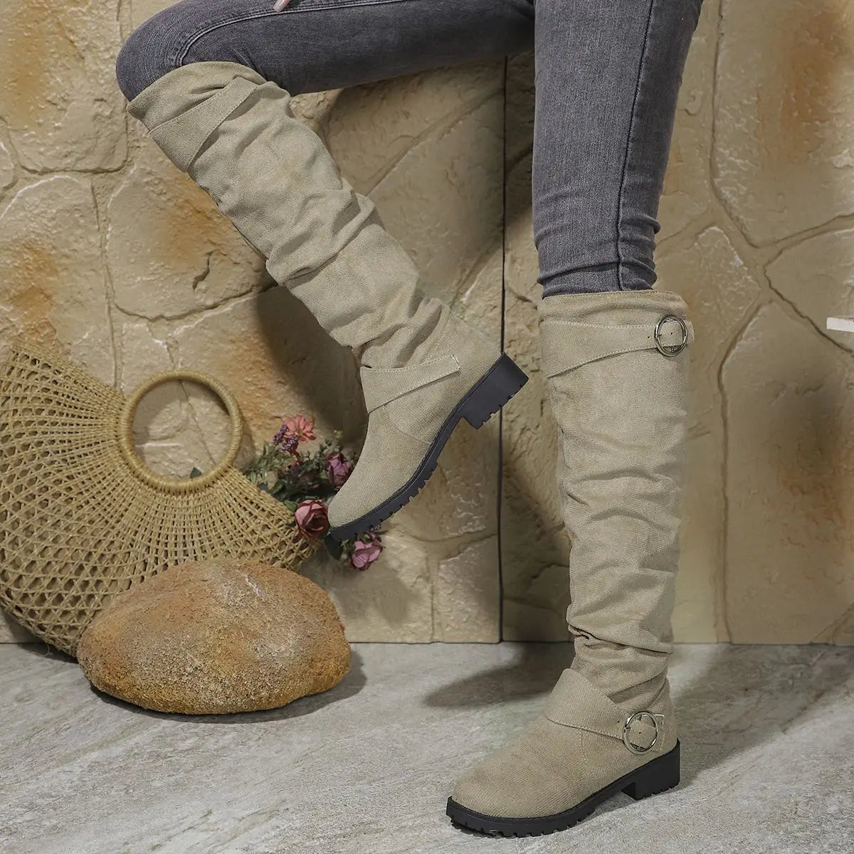 Effortless Over-the-Knee Boots for Women Slouchy Suede