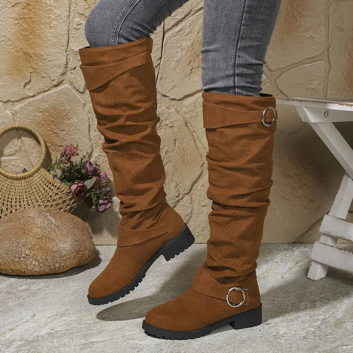 Effortless Over-the-Knee Boots for Women Slouchy Suede