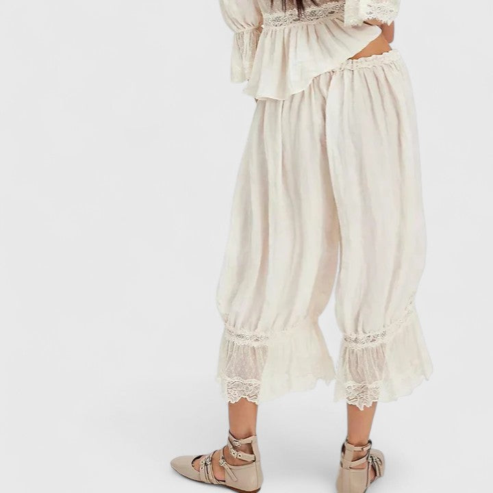 Comfortable Harem Pants for Women Ruffle Lace-Hem