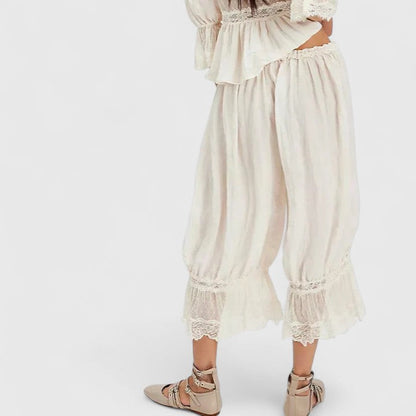 Comfortable Harem Pants for Women Ruffle Lace-Hem