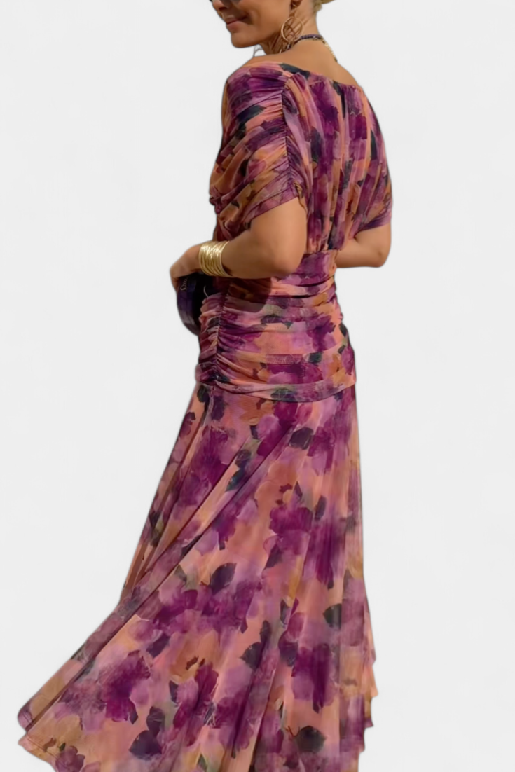 Elegant Wrap Dress for Women Off-Shoulder Ruched Maxi