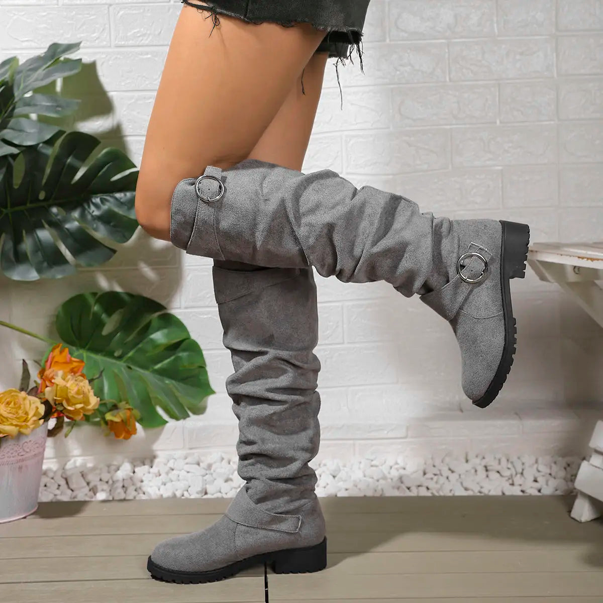 Effortless Over-the-Knee Boots for Women Slouchy Suede