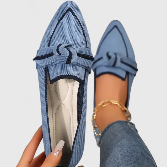 Stylish Loafers for Women Knit Bow-Tie Pointed-Toe